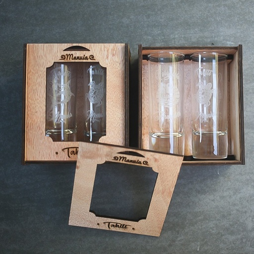 Coffret shots glass gravé x2, VARUA PACIFIC