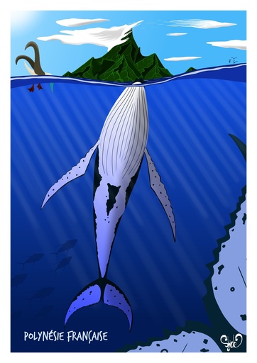 Affichette A5  BALEINE, OCEAN SYDE