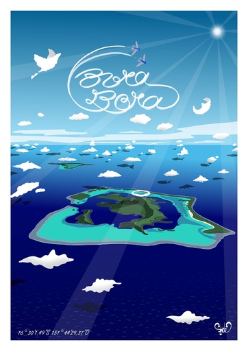 Affichette A5  BORA BORA, OCEAN SYDE